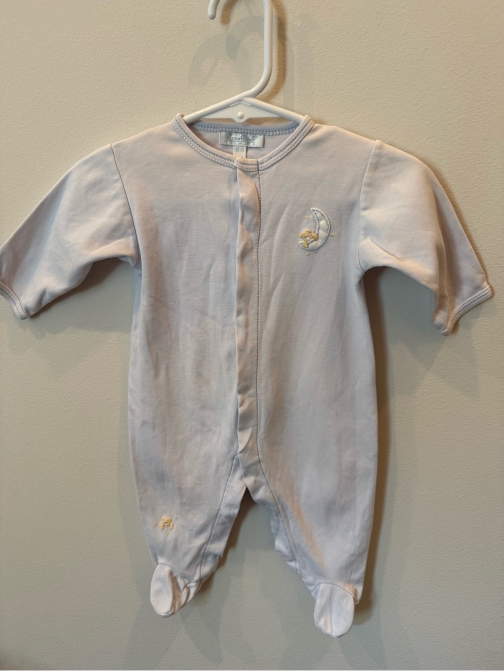 Kissy Kissy Baby 0-3M Blue Teddy Bear Moon Footie Pima Cotton